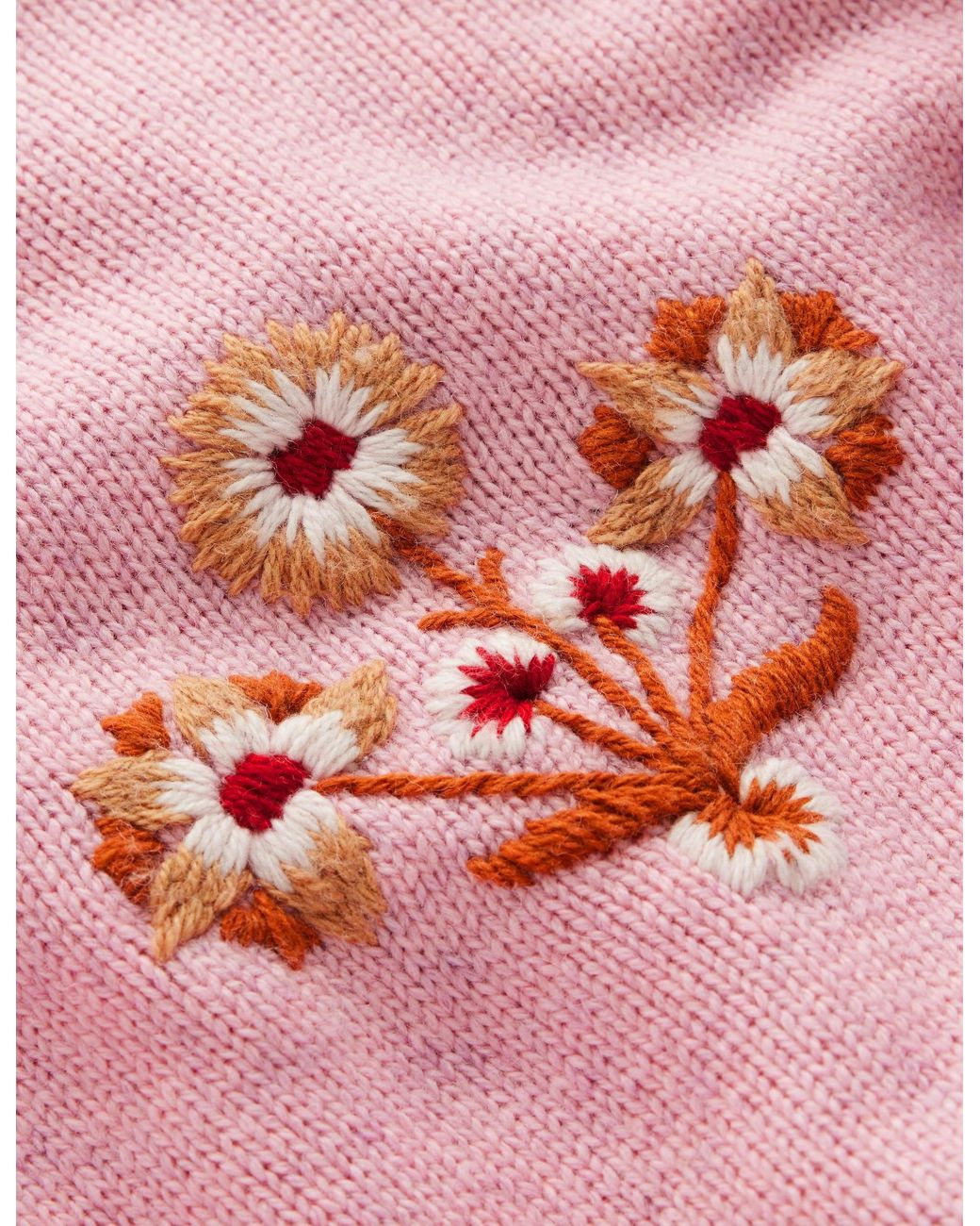 Boden Pink Ella Embroidered Knit Jumper