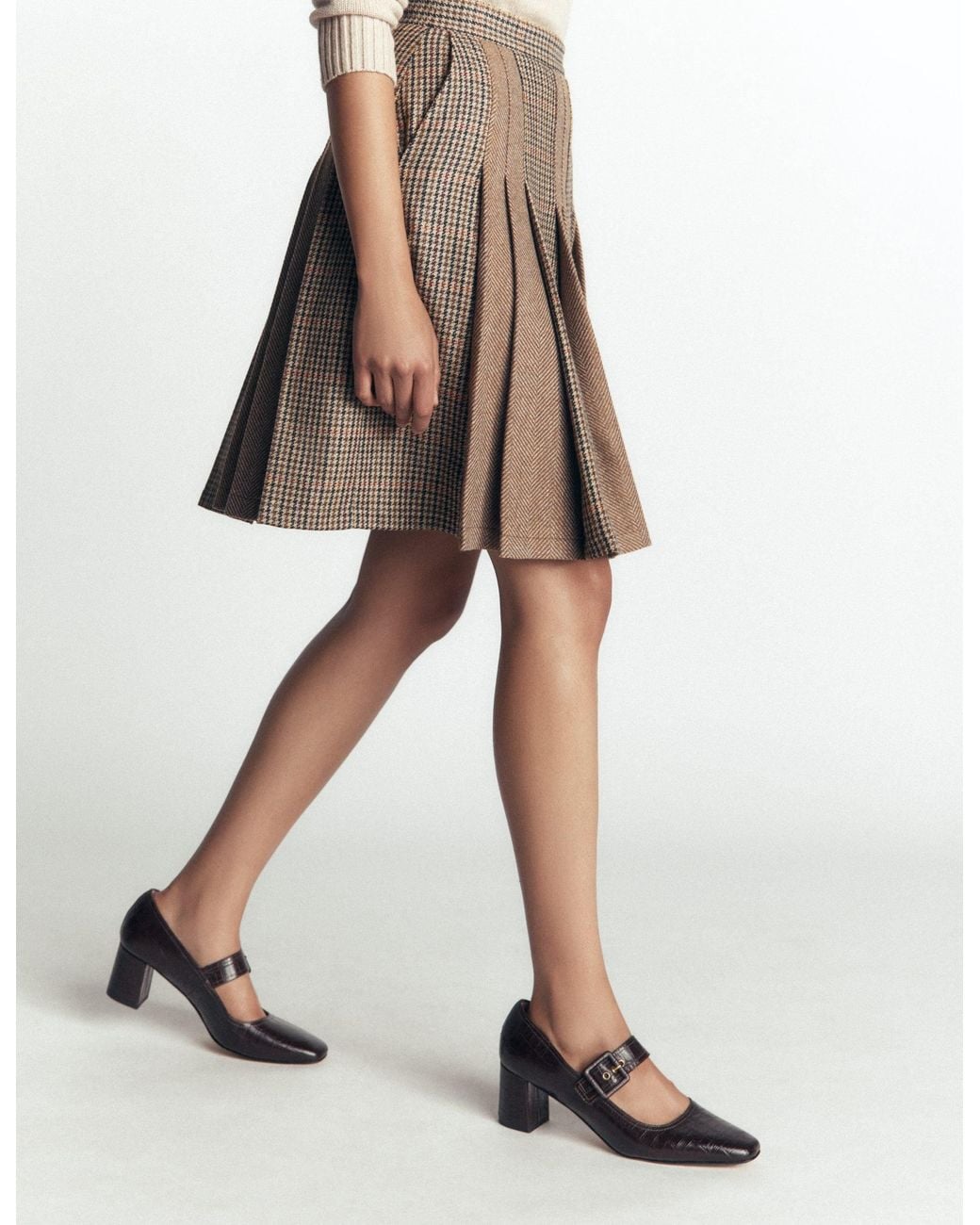 Boden Blue Multi Panel Wool Blend Skirt