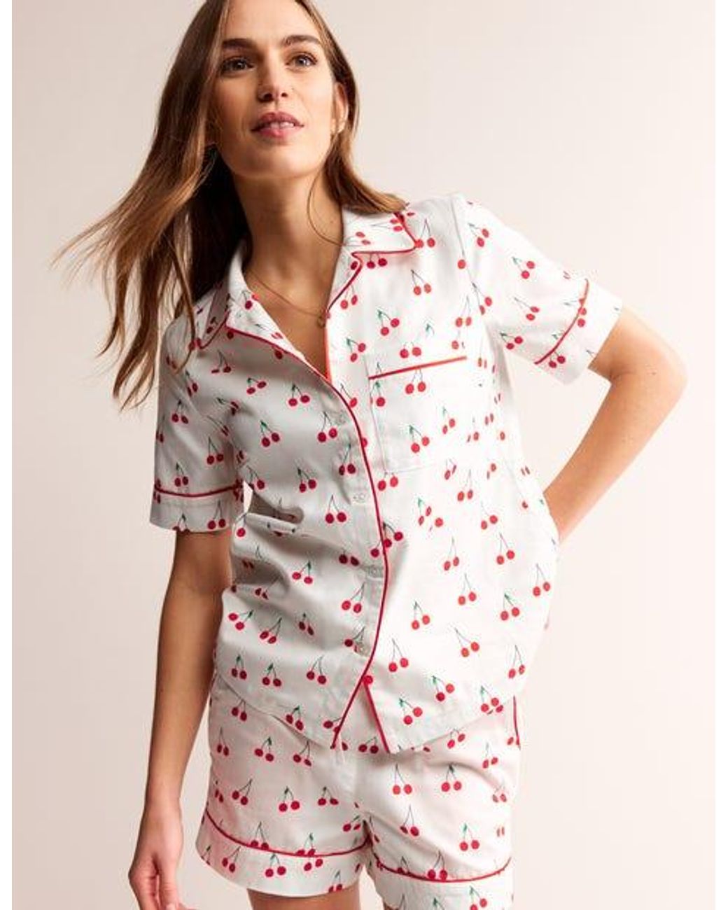 Boden Short Sleeve Pajama Top Ivory Cherry Vine in Pink Lyst UK