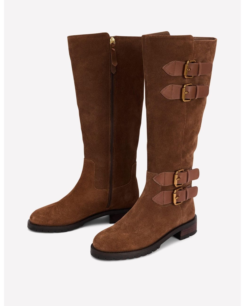 Boden Brown Multi Buckle Knee Boots