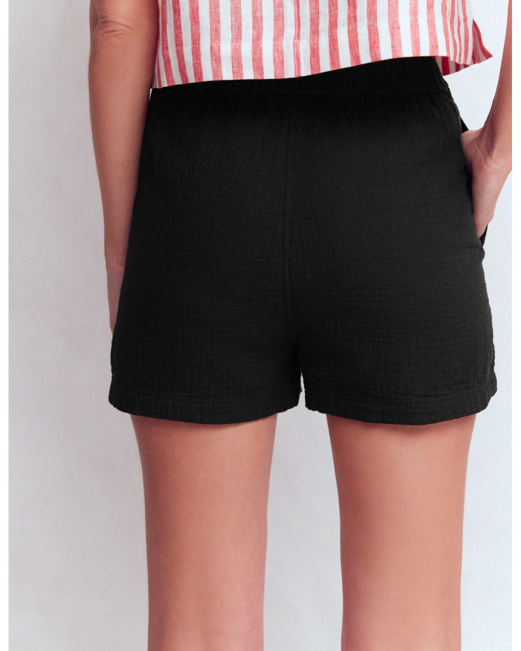 Boden Black Pull On Double Cloth Shorts