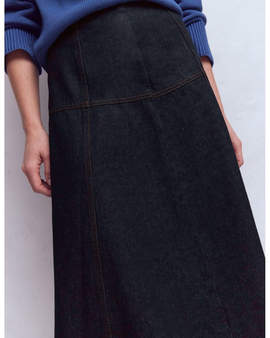 Boden Blue Panelled Detail Denim Skirt