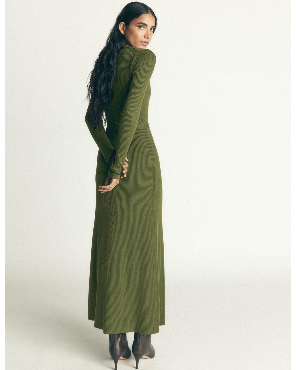 Boden Green Paula Ribbed Crew Dress