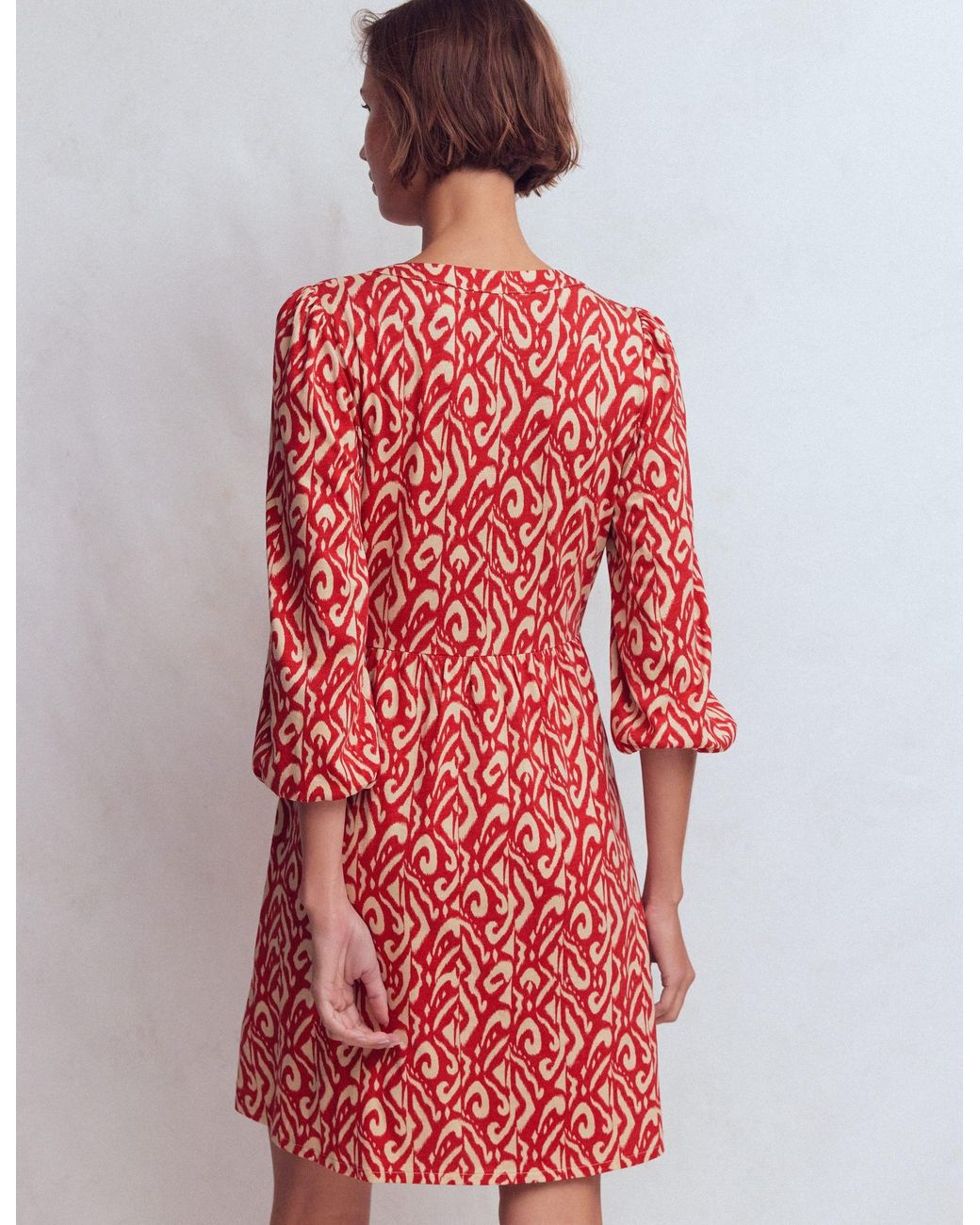 Boden Red Cathy Notch Neck Jersey Dress