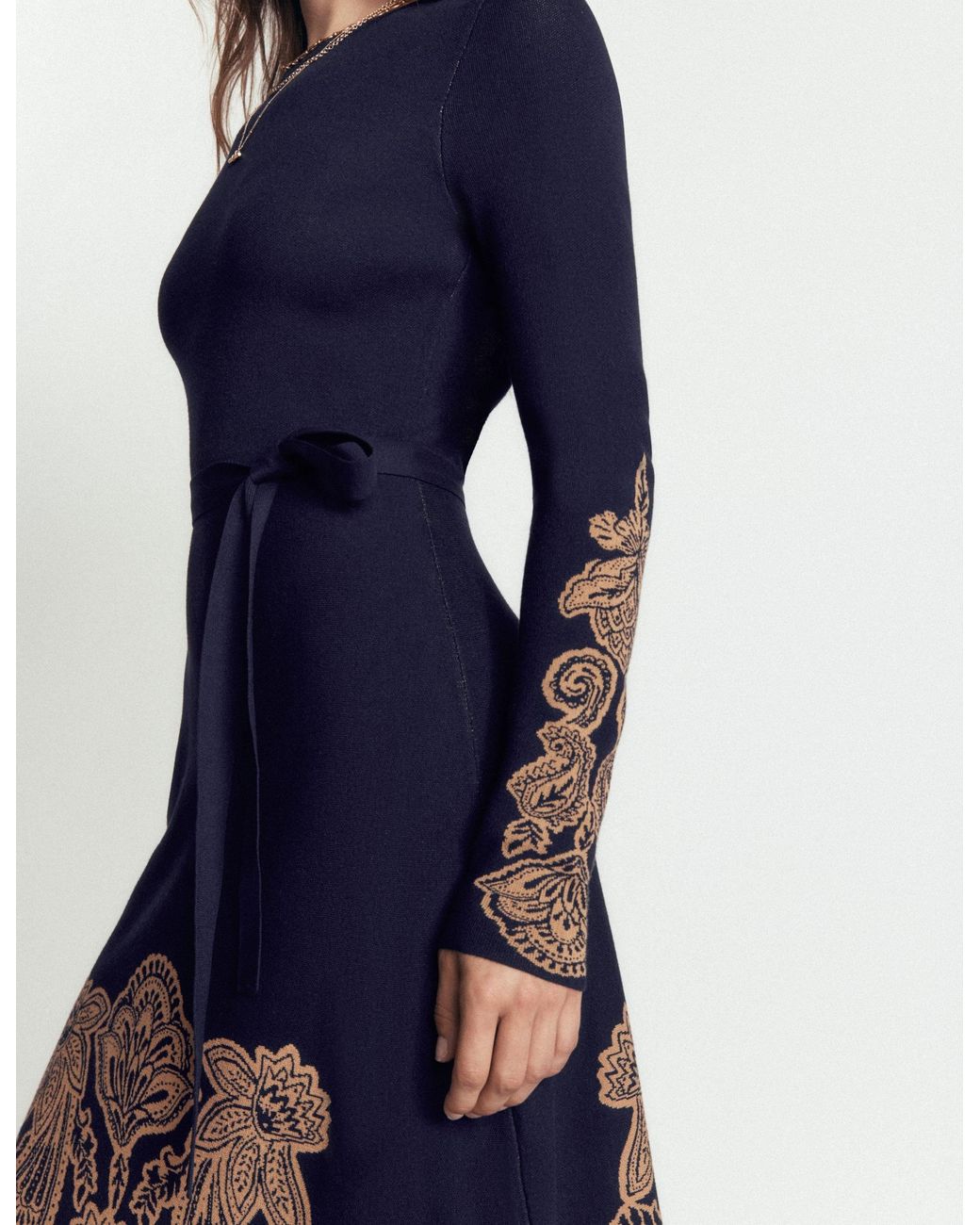 Boden Blue Crew Midi Jacquard Dress
