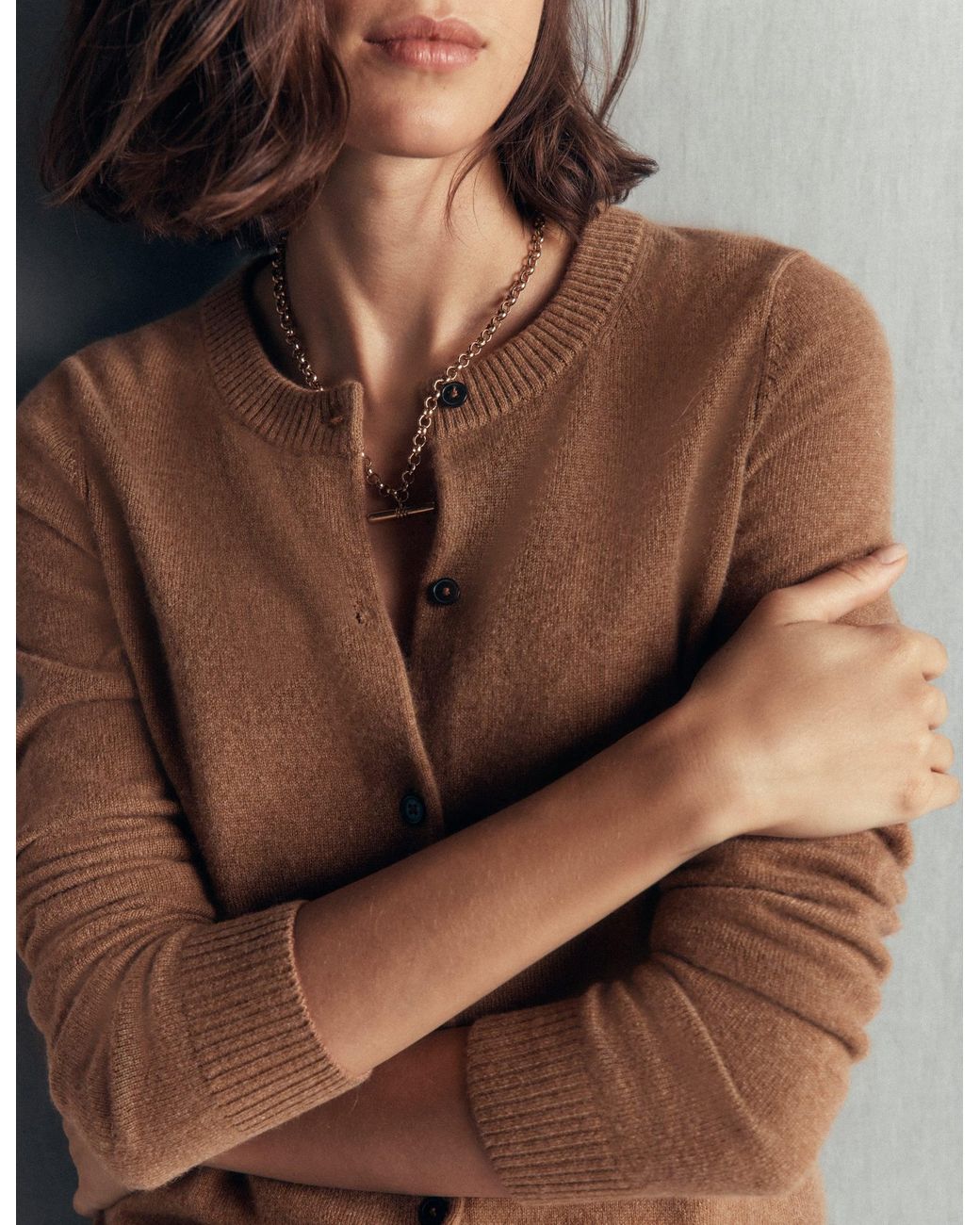 Boden Brown Elsie Cashmere Crew Cardigan