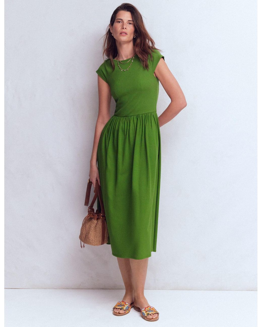 Boden Green Boat Neck Mix Dress