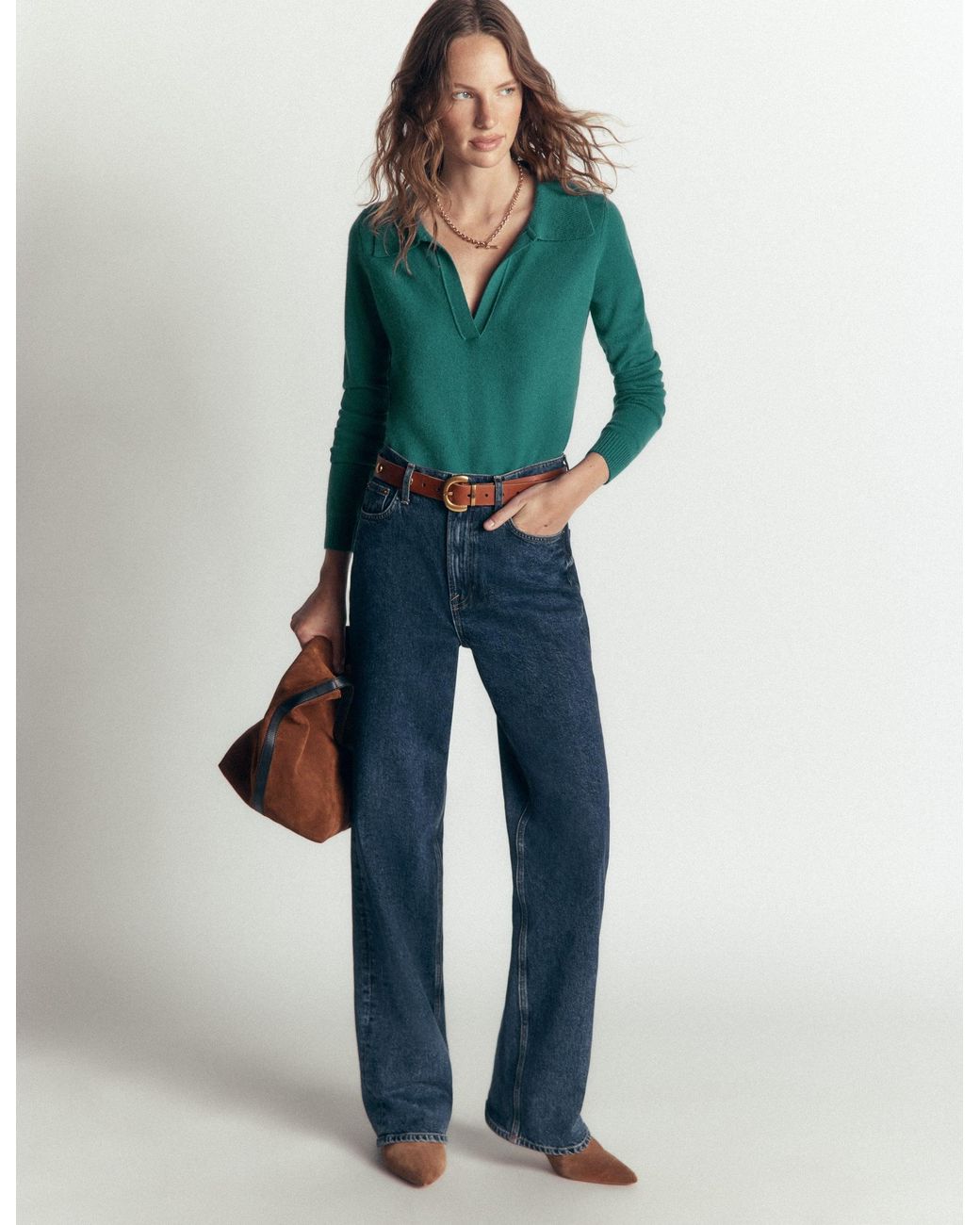Boden Green Elsie Cashmere Henley Sweater