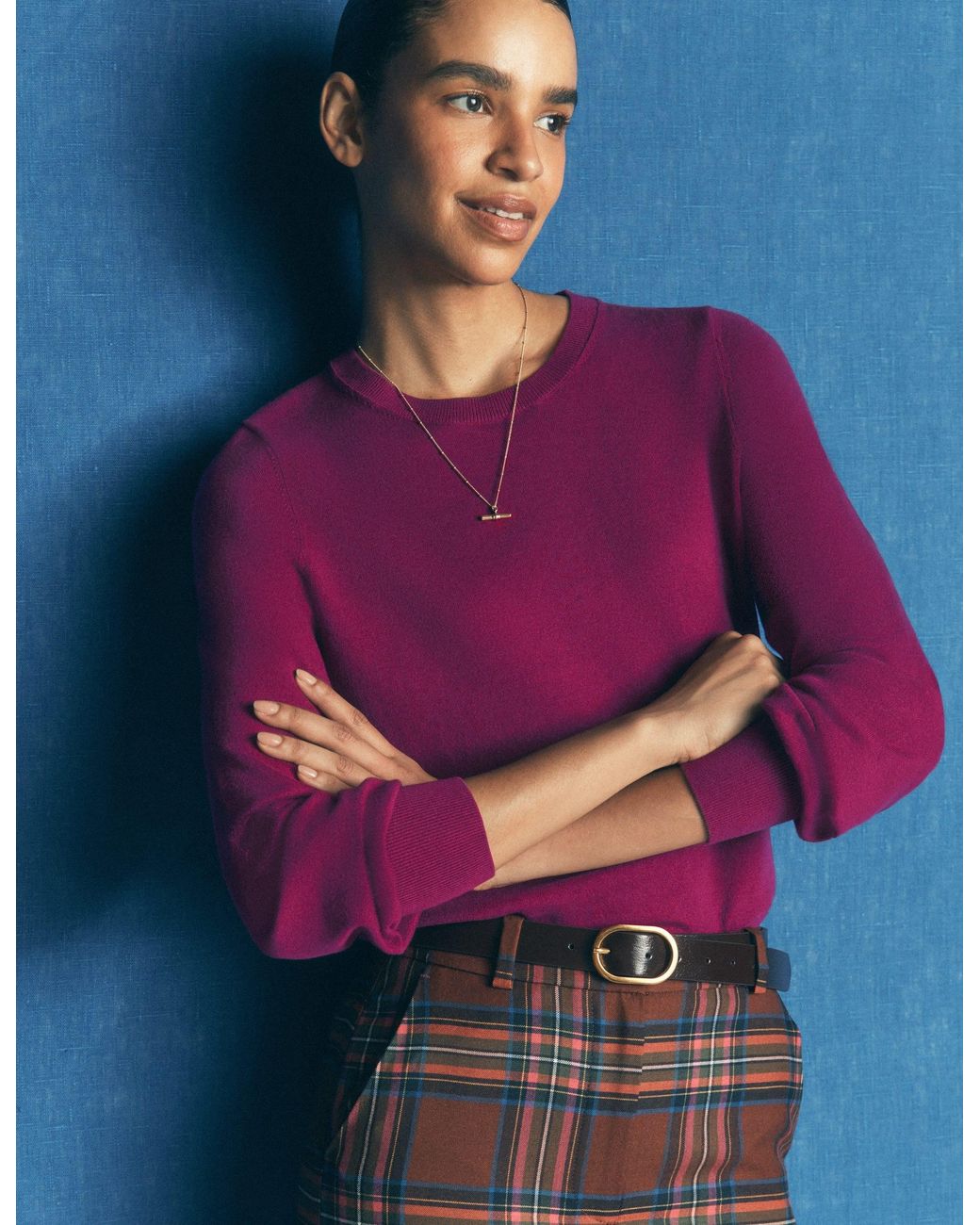 Boden Purple Camilla Cotton Crew Jumper