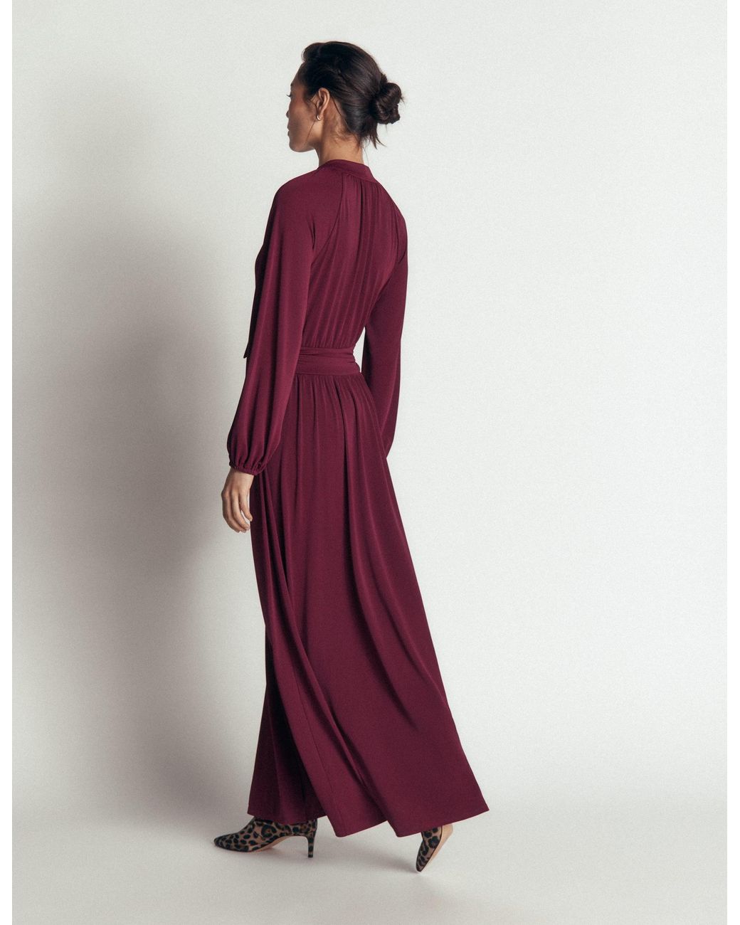Boden Red Pussybow Jersey Maxi Dress