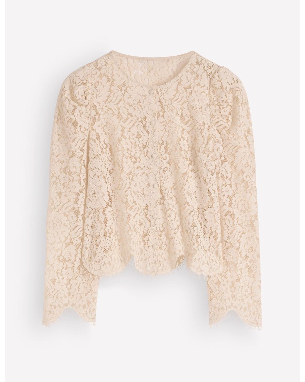 Boden White Lace Puff Sleeve Top