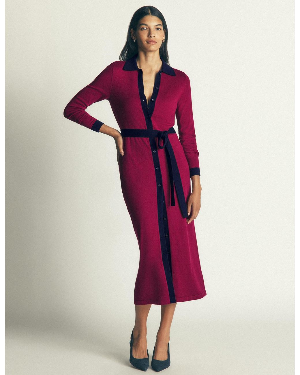 Boden Purple Jessica Knitted Shirt Dress