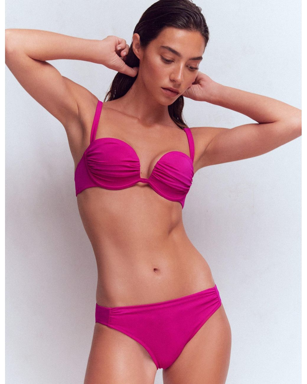 Boden Pink Classic Ruched Bikini Bottoms