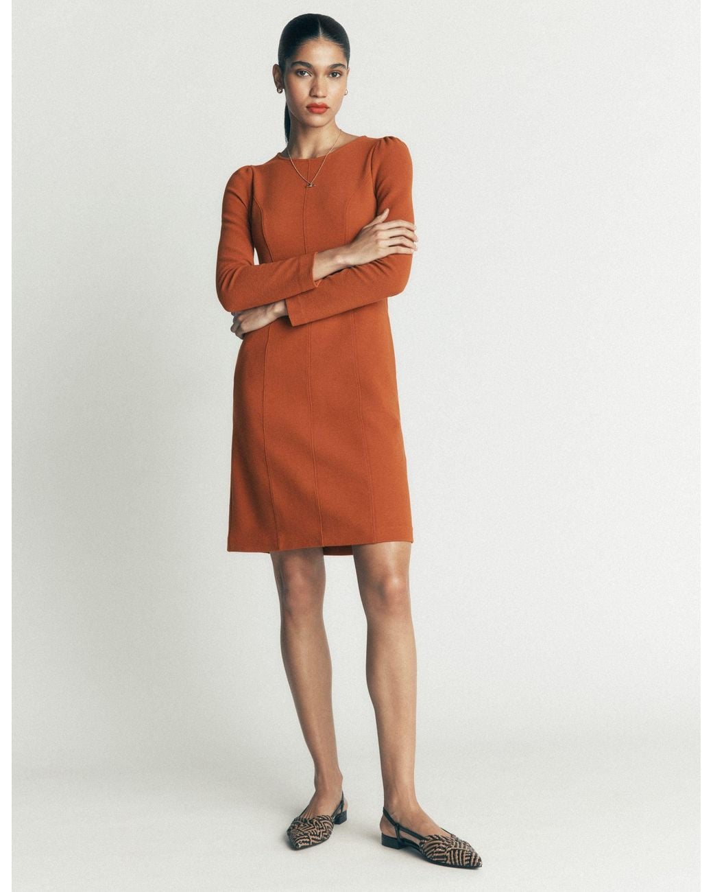 Boden Brown Marla Seamed Ottoman Dress