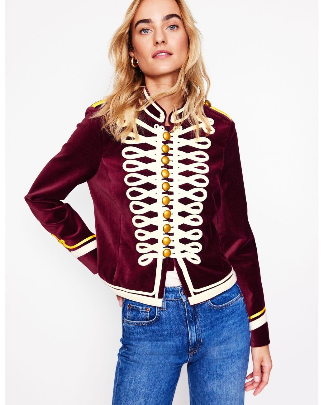 Boden Military Velvet Jacket in Blue | Lyst