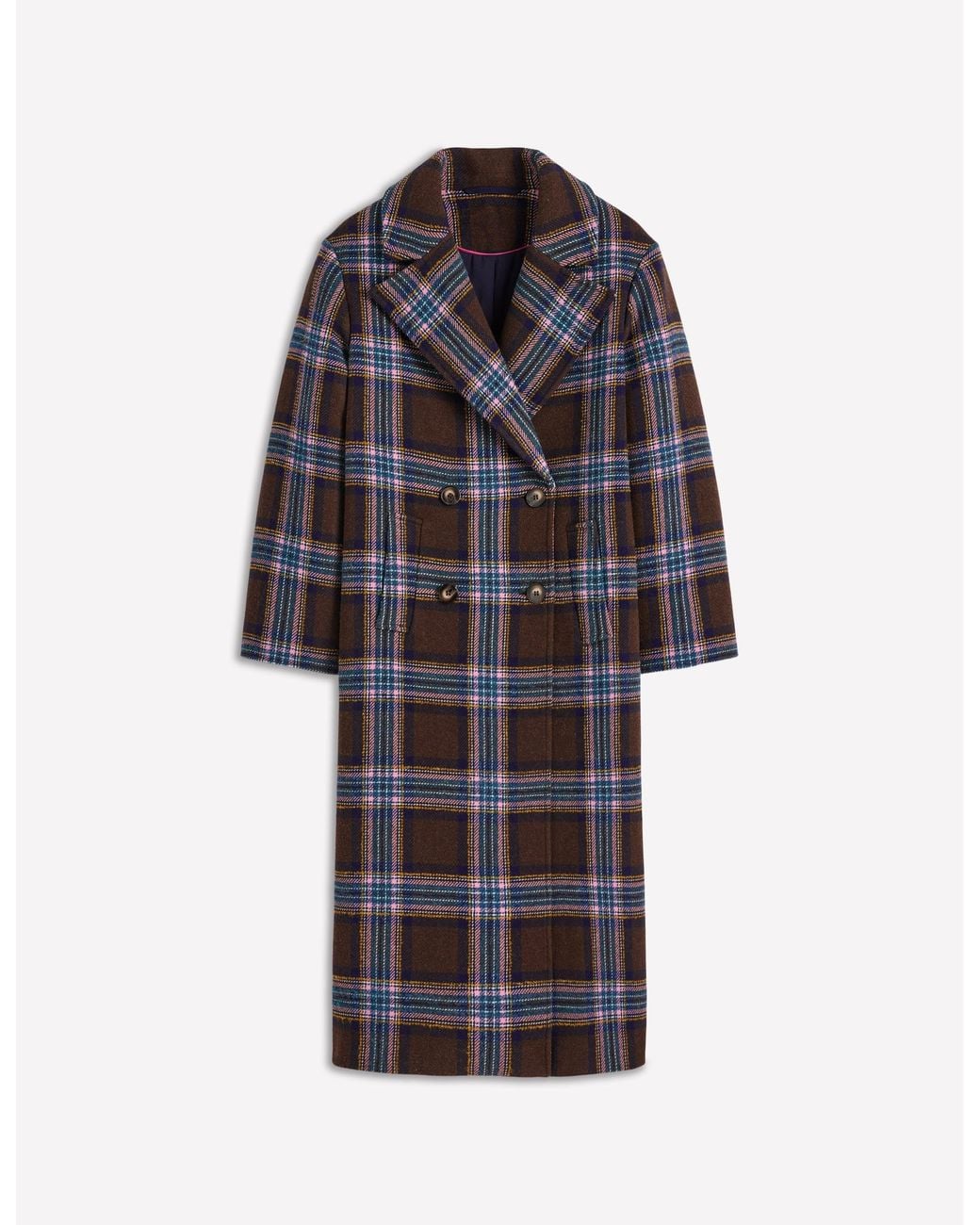 Boden Multicolor Cocoon Wool Coat- And Check