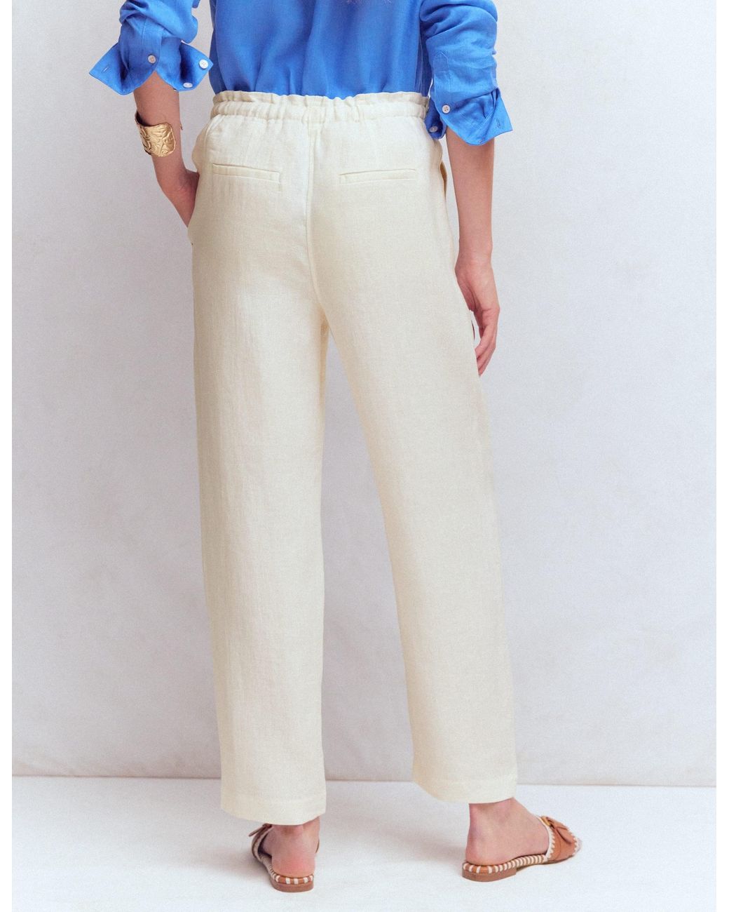 Boden Blue Islington Linen Crop Trousers