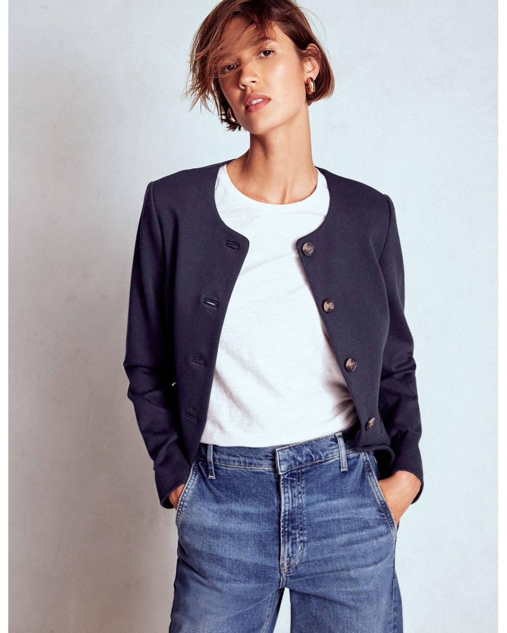 Boden Blue Hampstead Ponte Twill Blazer