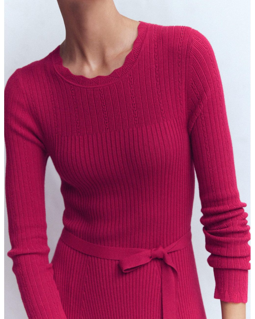 Boden Red Isobel Knitted Midi Dress