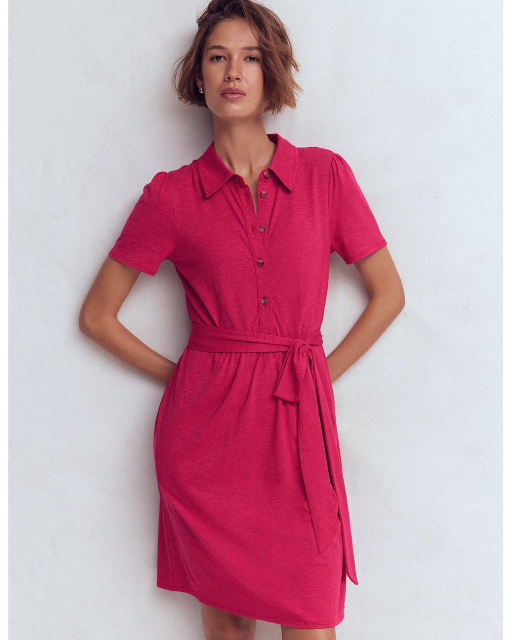 Boden Red Patti Short Jersey Shirt Dress