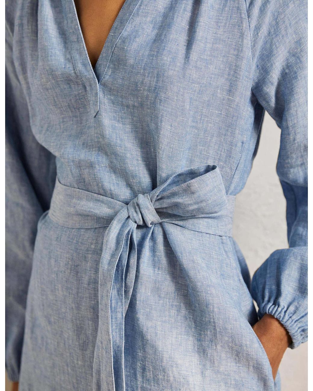 Boden Notch Neck Linen Mini Dress in 