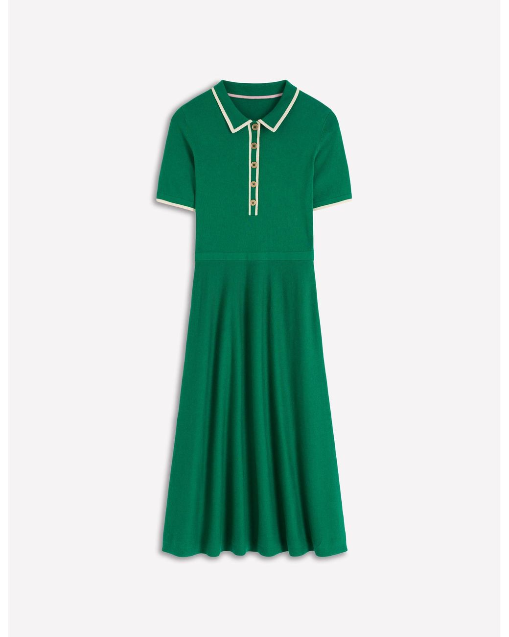 Boden Green Collared Knitted Midi Dress
