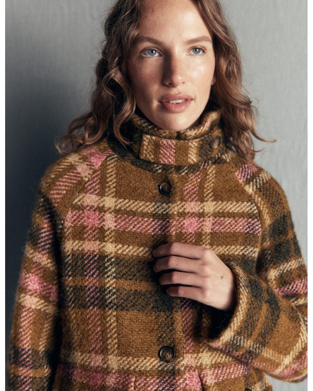 Boden Natural Short Funnel Neck Wool Coat
