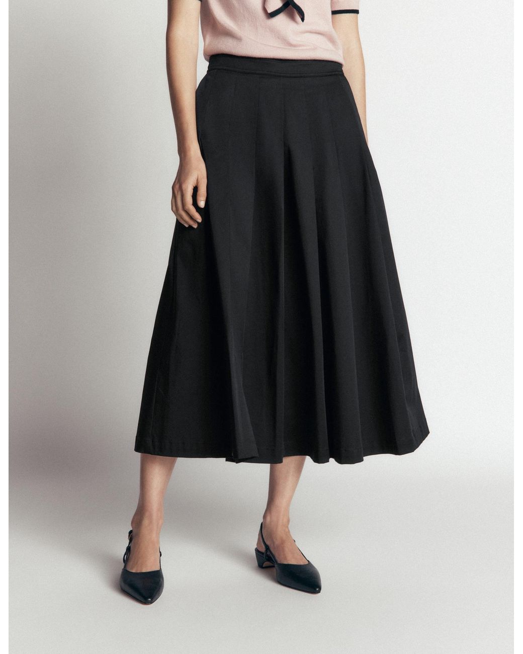 Boden White Aya Cotton Sateen Midi Skirt