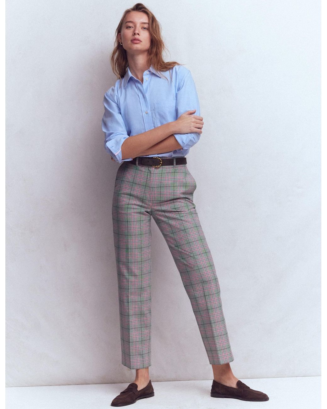 Boden Blue Canonbury Tailored Trousers- And Check