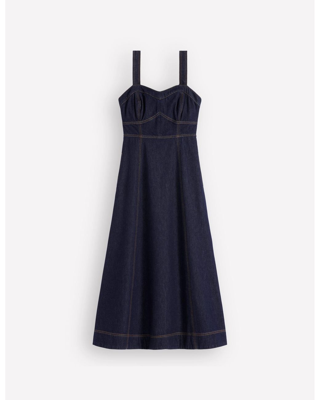 Boden White Panelled Bodice Denim Dress