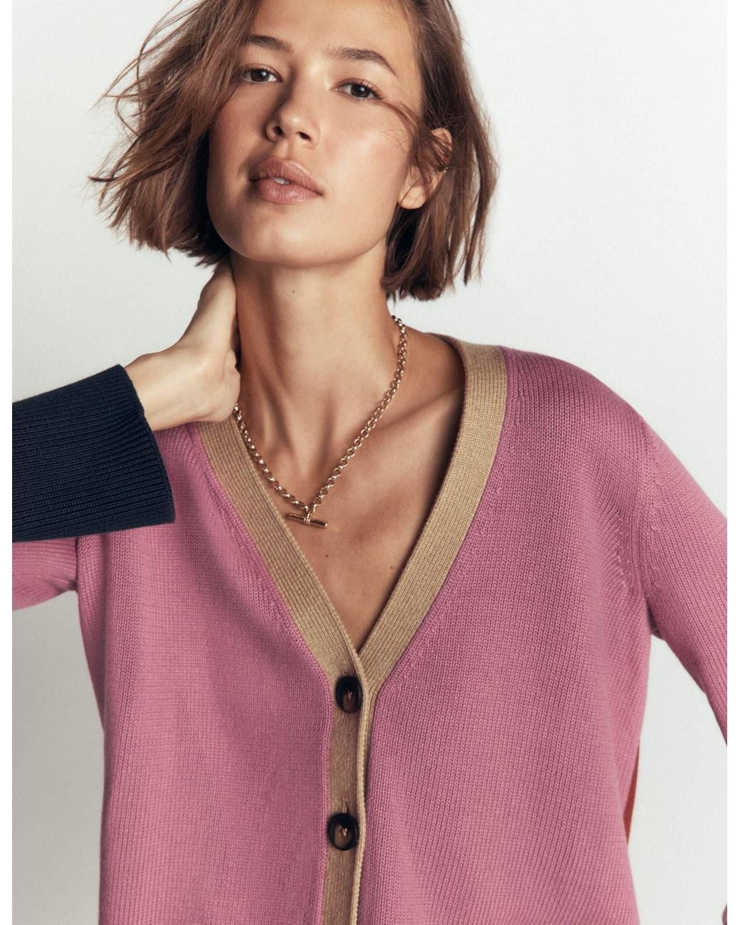 Boden Pink Lucy Relaxed Cotton Cardigan