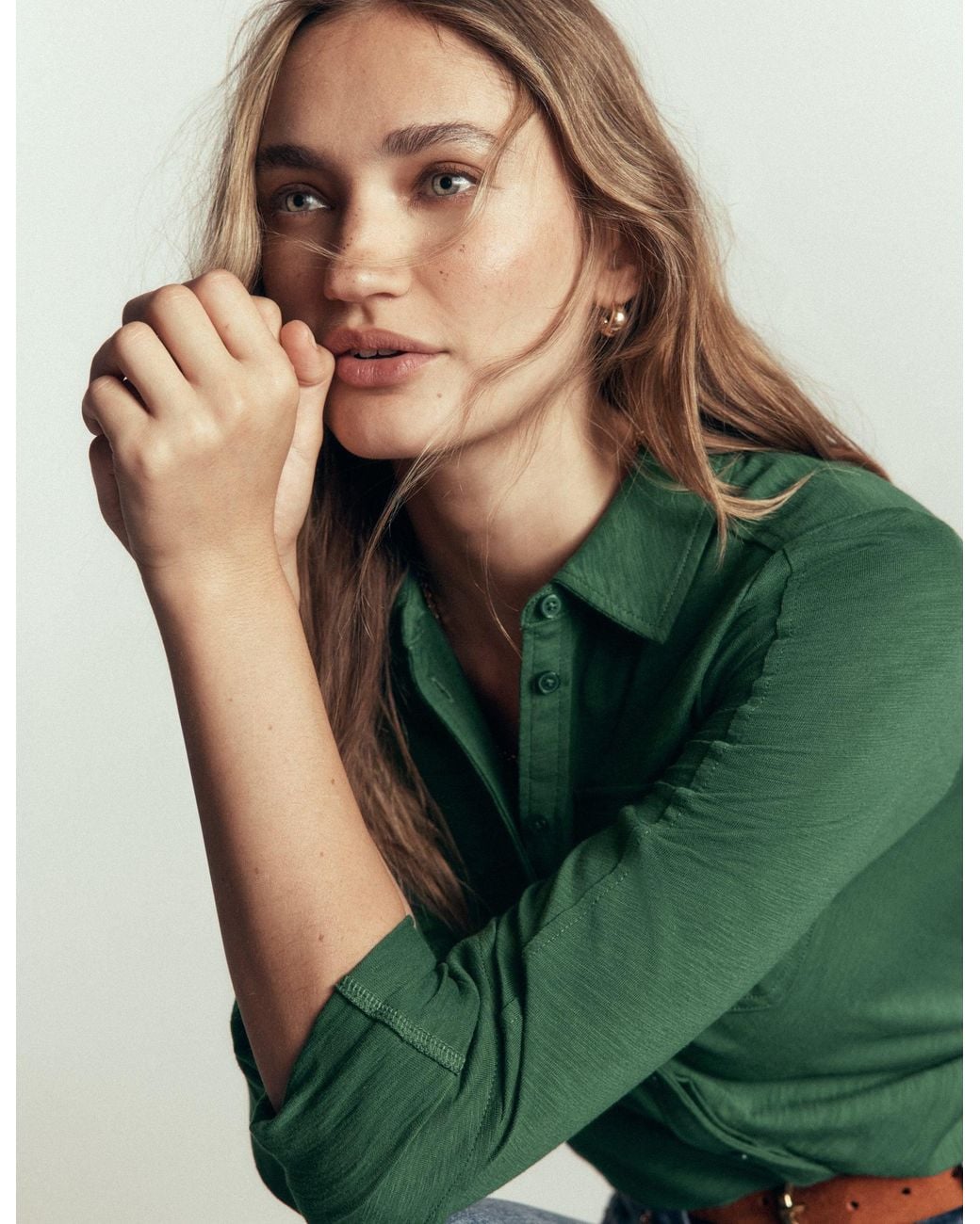 Boden Green Seam Detail Jersey Shirt