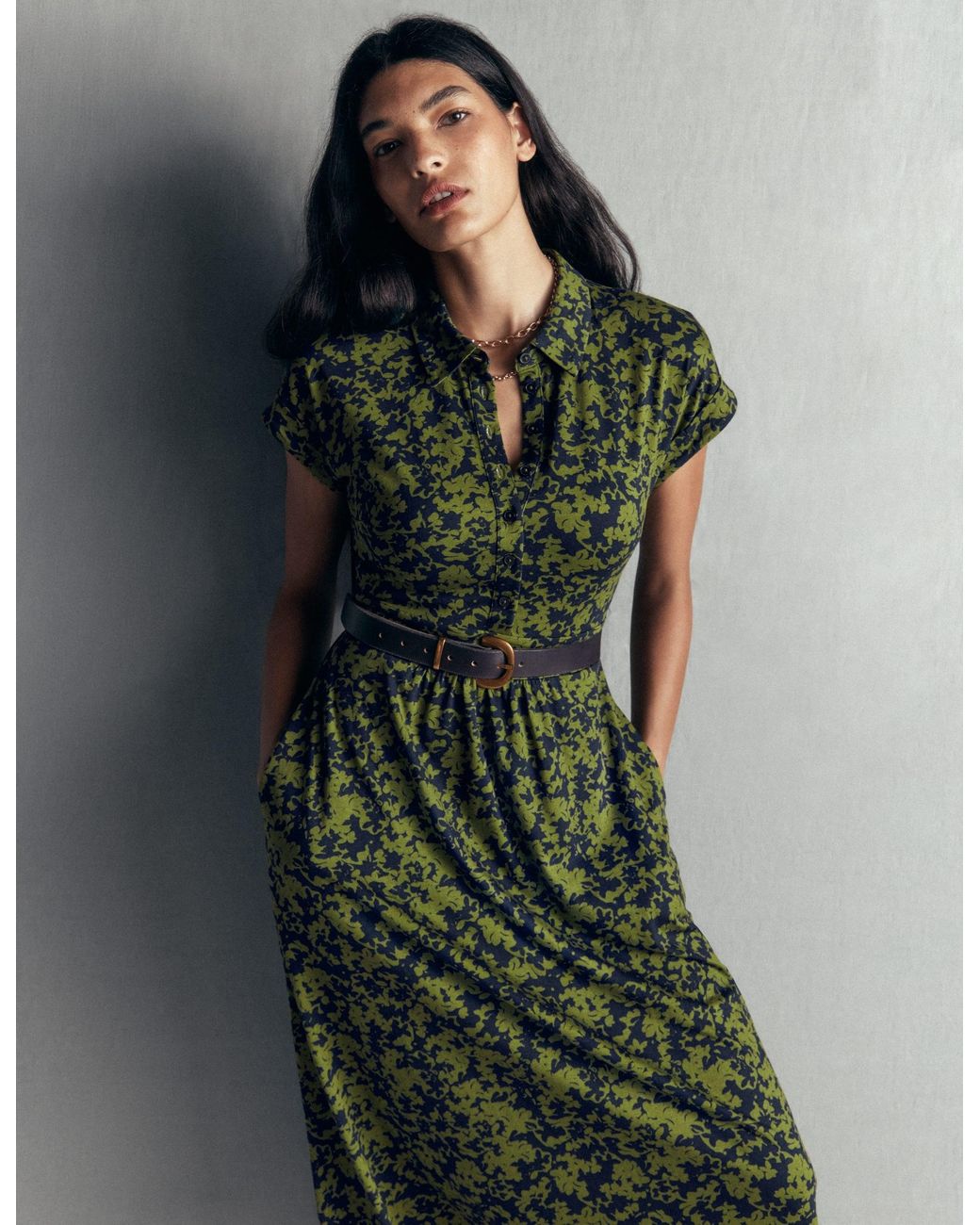 Boden Green Fae Jersey Shirt Dress