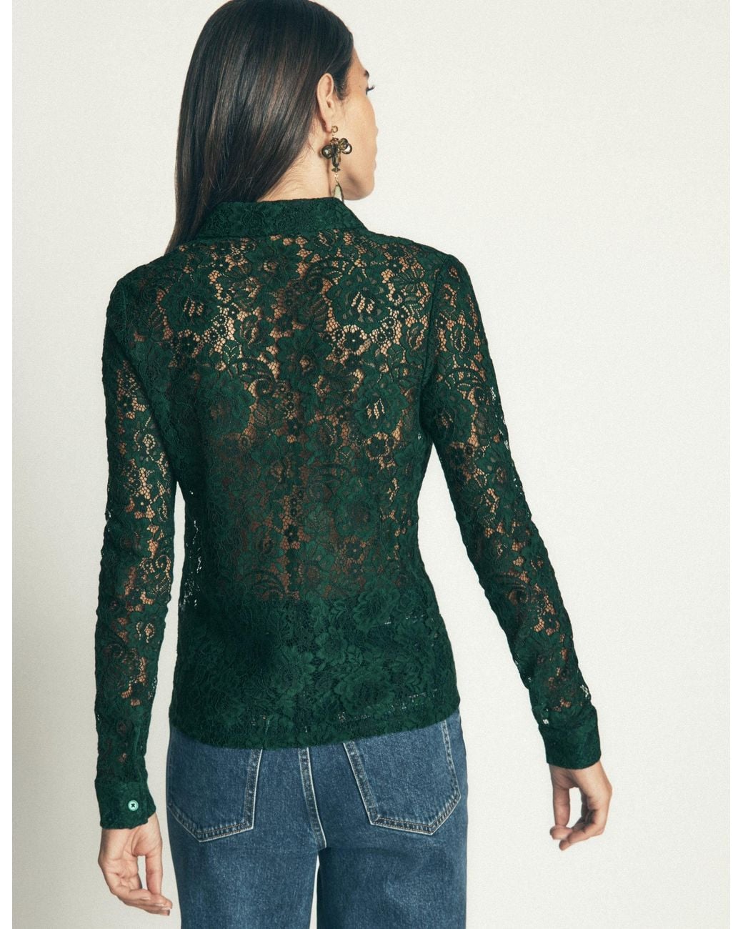 Boden Green Jersey Lace Shirt
