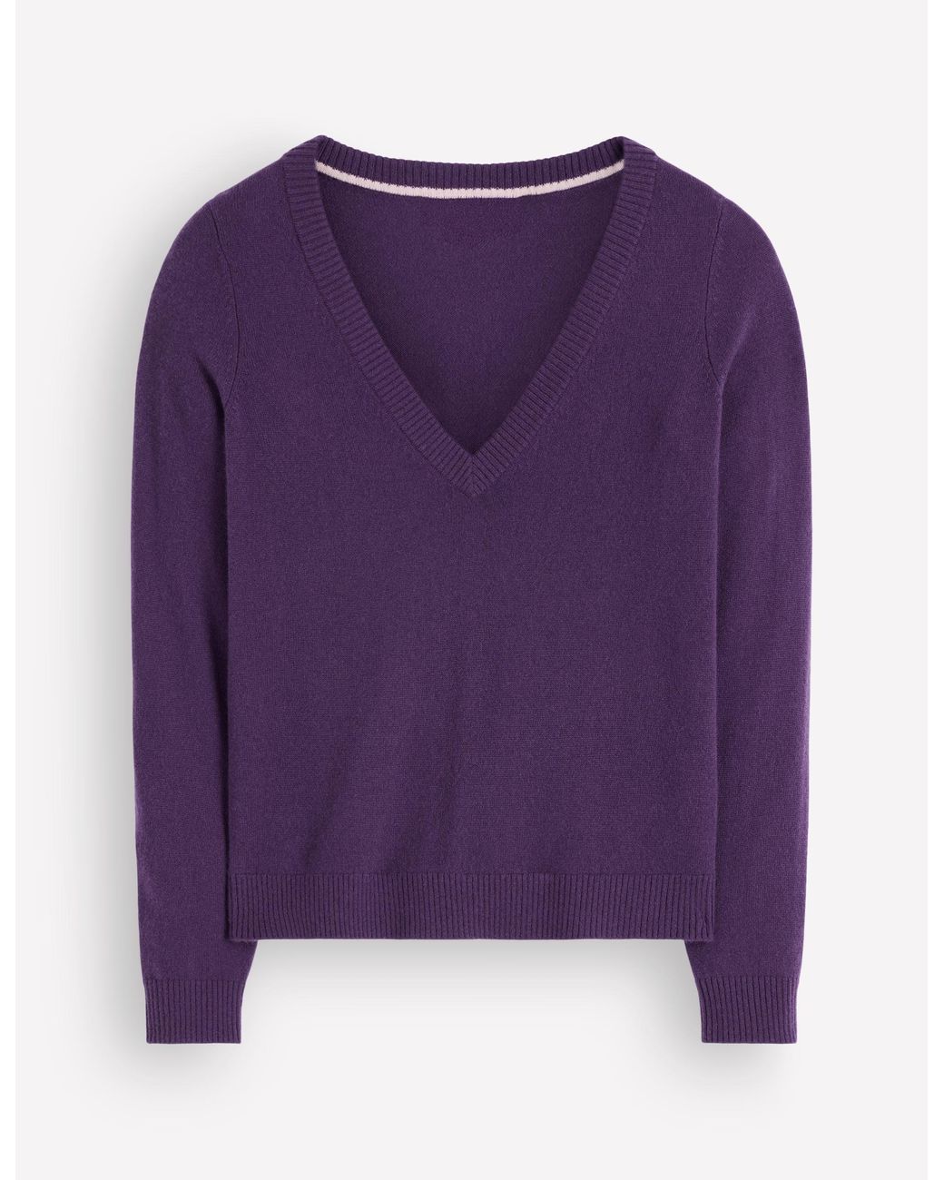 Boden Purple Elsie Cashmere V Neck Jumper