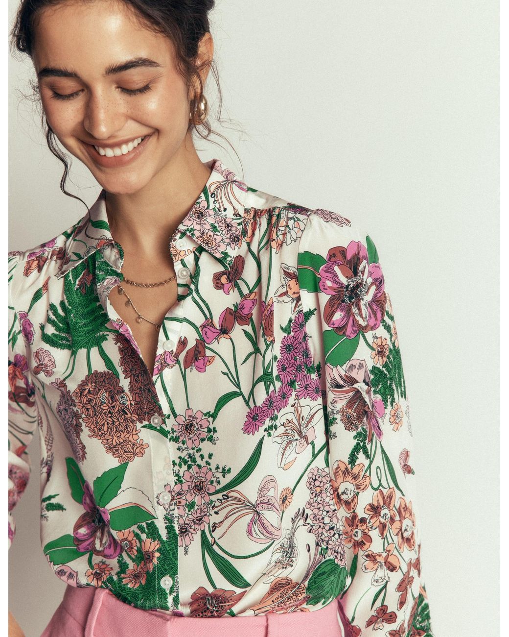 Boden White Sara Silk Shirt