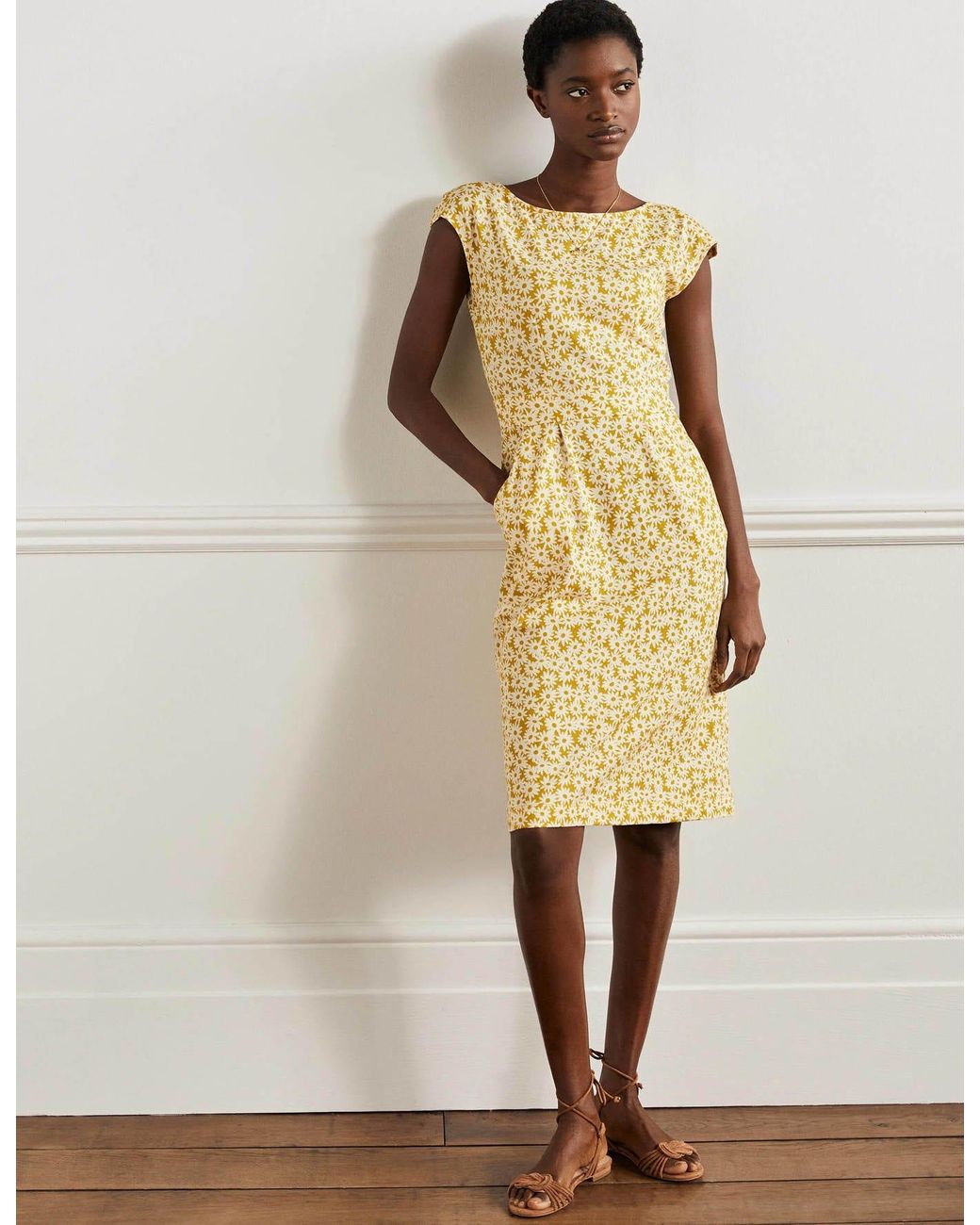 Boden Florrie Jersey Dress Olive Oil in Yellow | Lyst UK