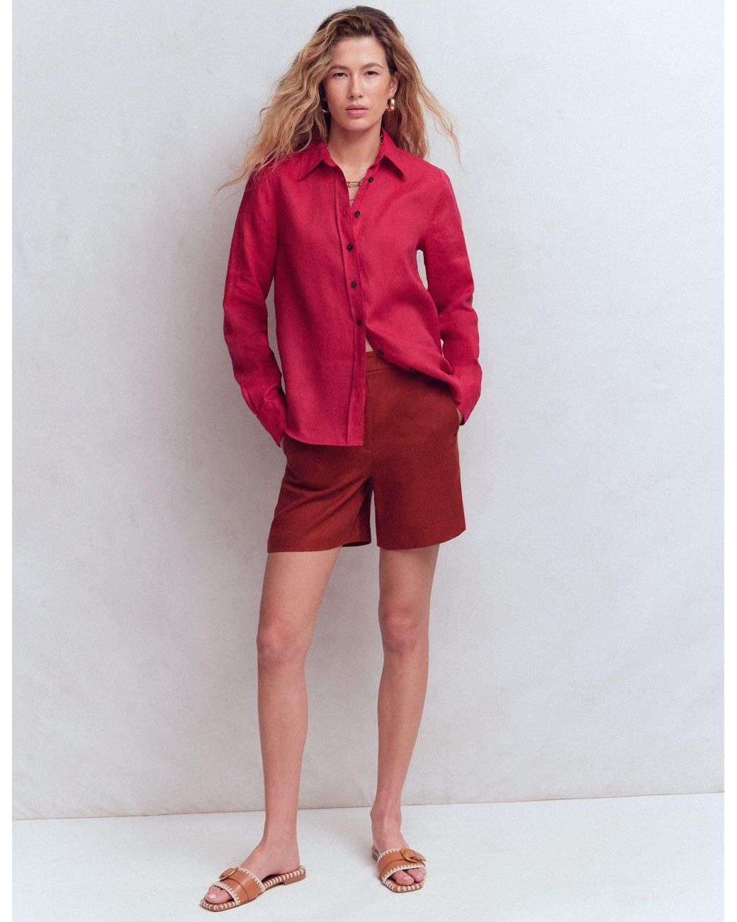 Boden Pink Sienna Linen Shirt