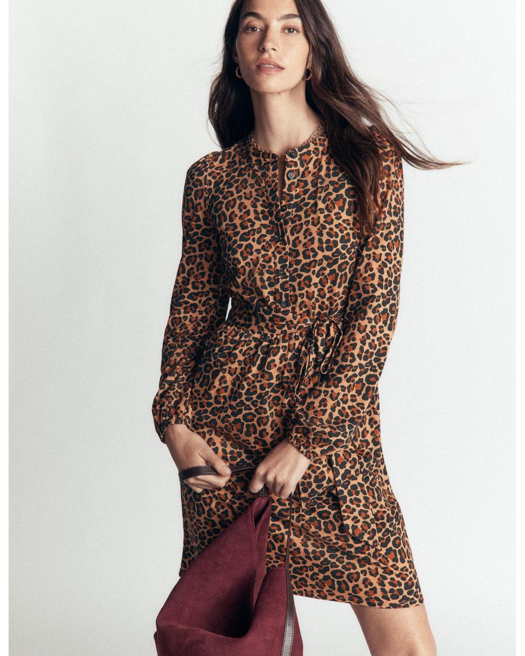 Boden Brown Adele Belted Jersey Dress
