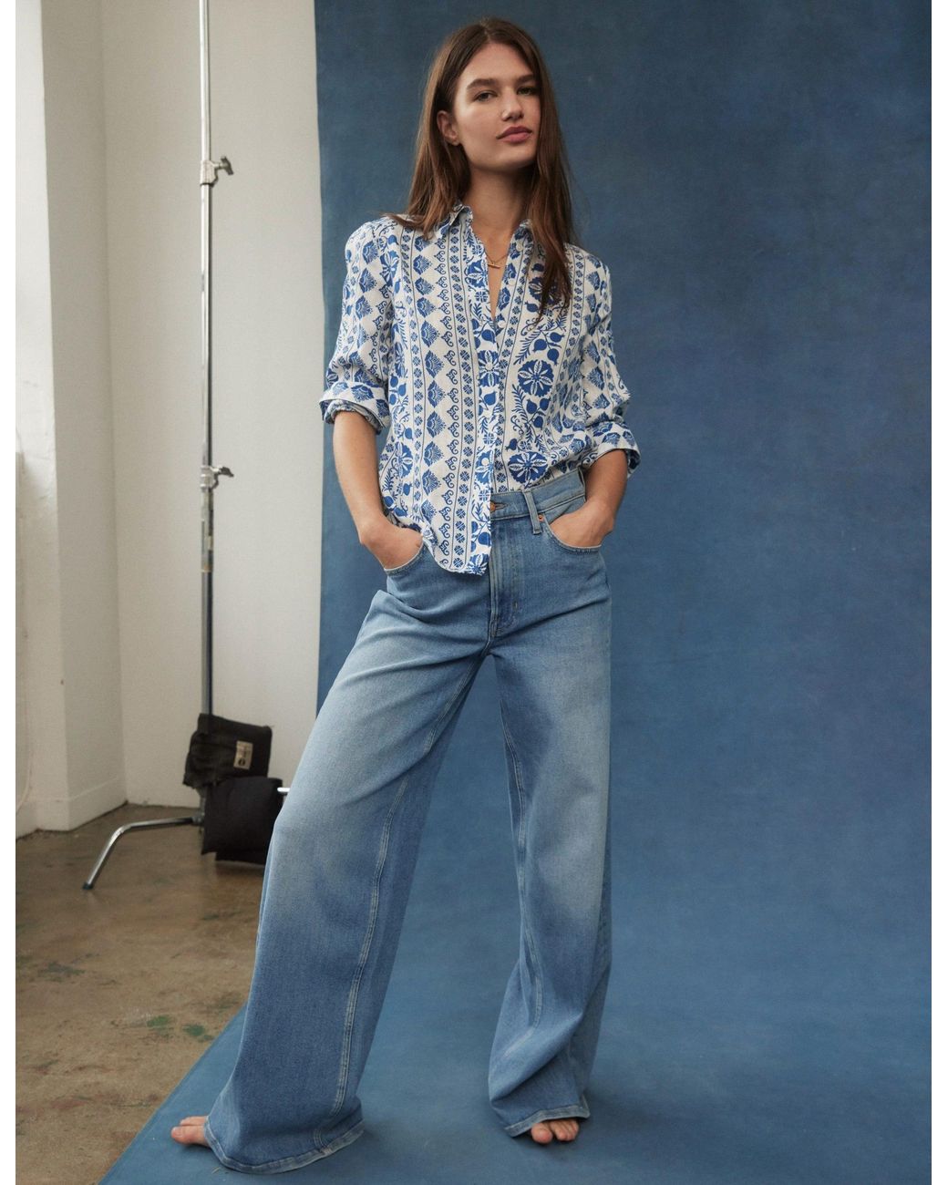 Boden Blue High Rise Wide Leg Jeans