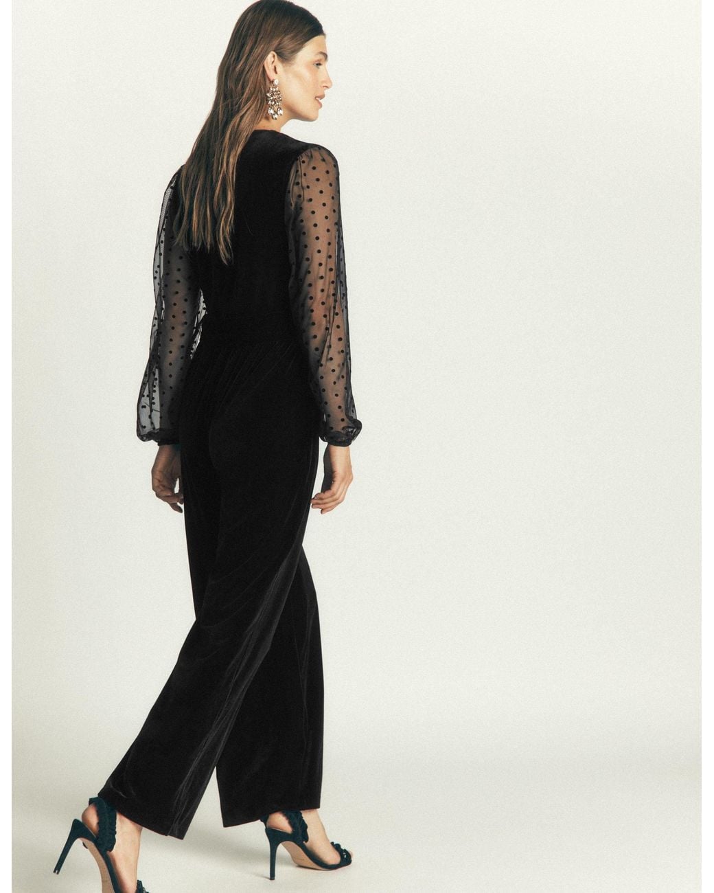 Boden Black Velvet Tulle Sleeve Jumpsuit