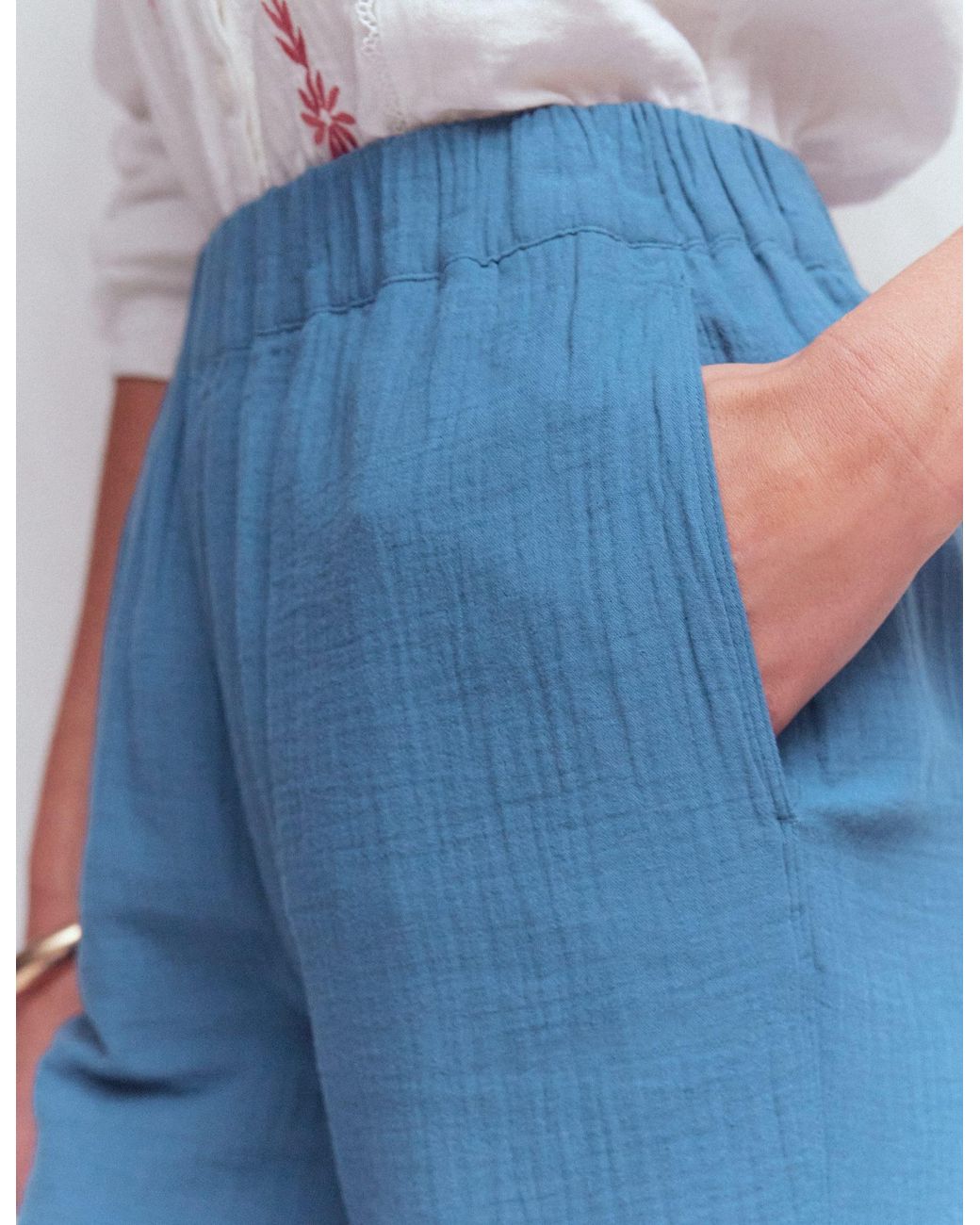 Boden Blue Pull On Double Cloth Trousers