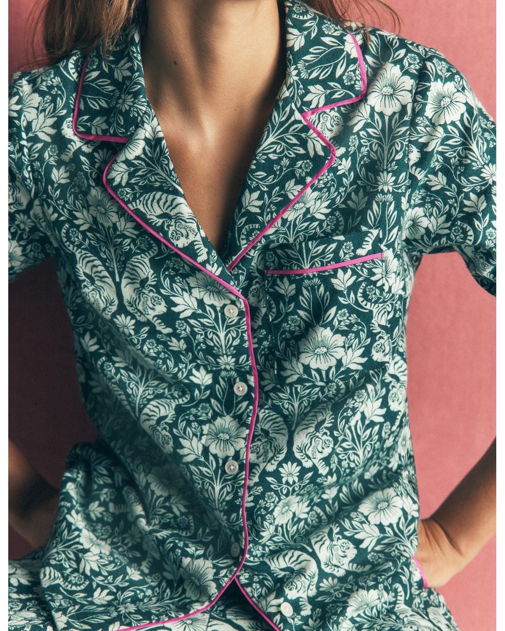 Boden Blue Brushed Cotton Pyjama Shirt
