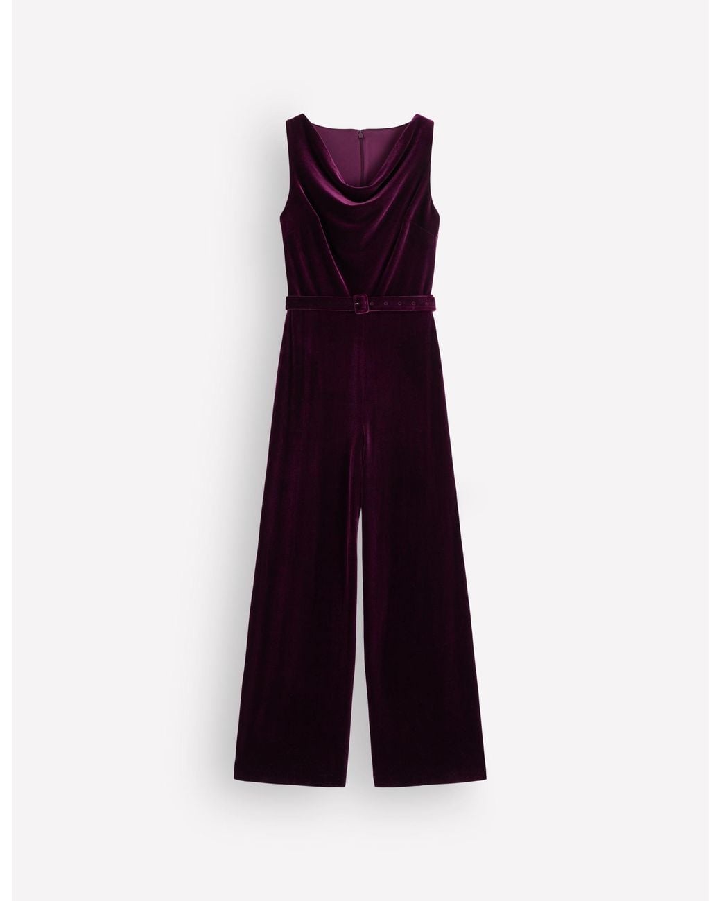 Boden Blue Cowl Neck Velvet Jumpsuit