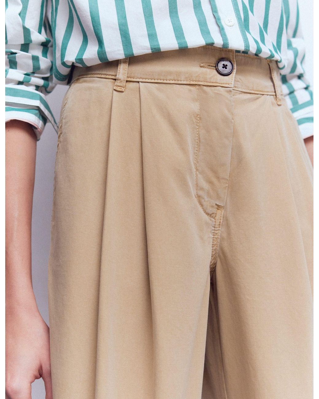 Boden Blue Pleat Barrel Leg Trousers