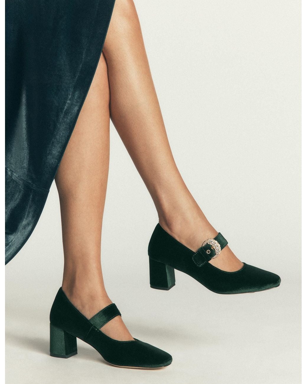 Boden Black Buckle Strap Block Heels