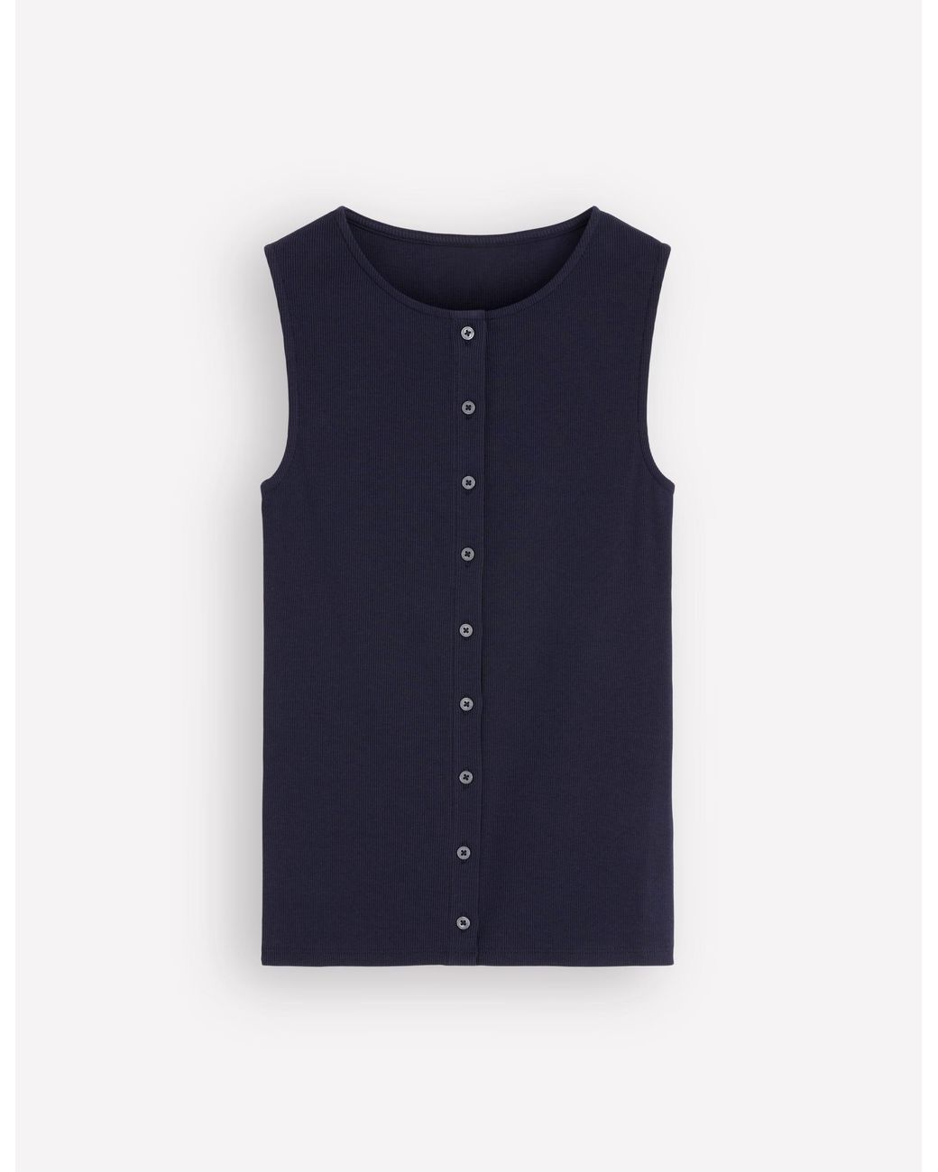 Button Rib Jacket Boden Evie Button Through Rib Vest Top in Blue | Lyst