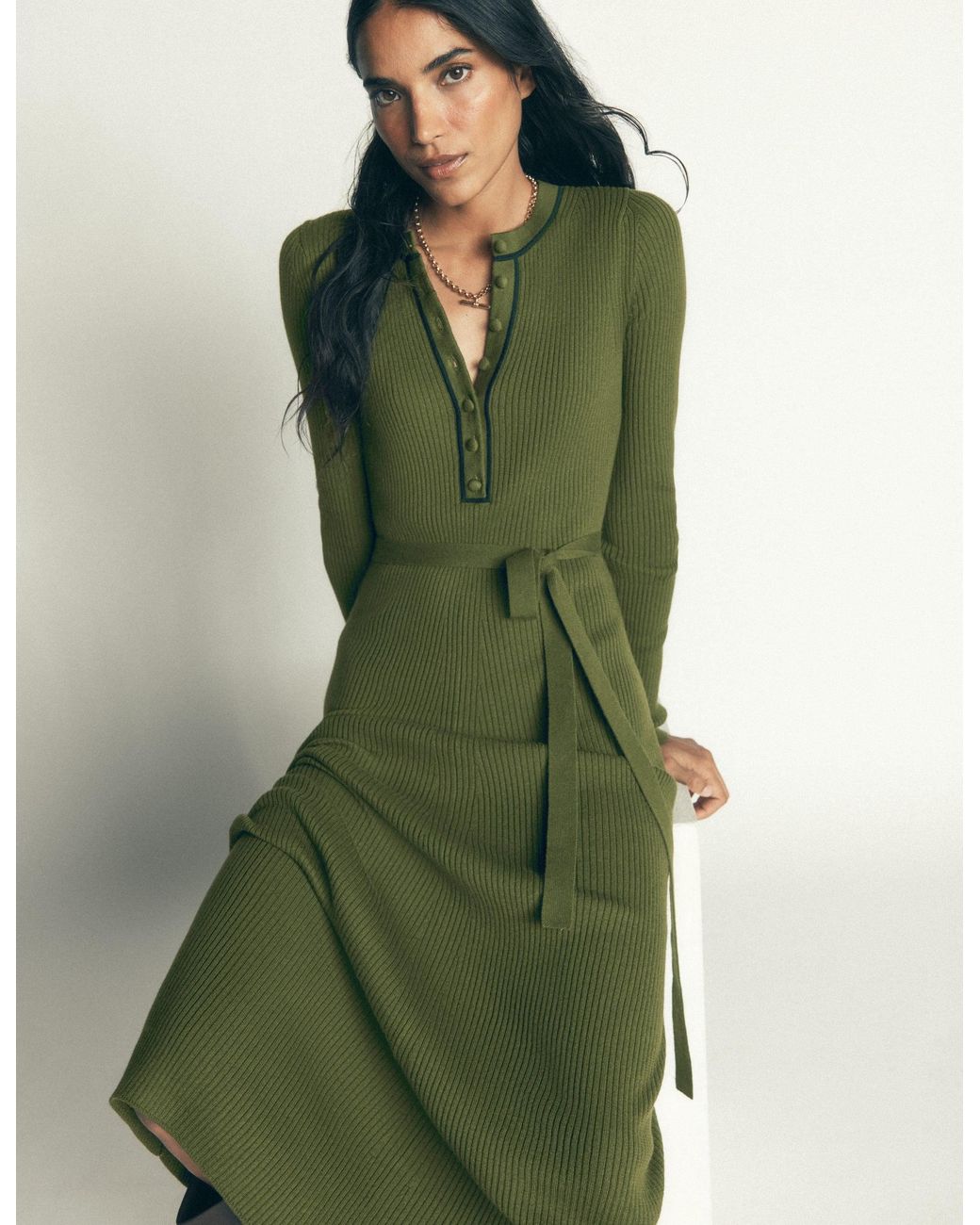 Boden Green Paula Ribbed Crew Dress