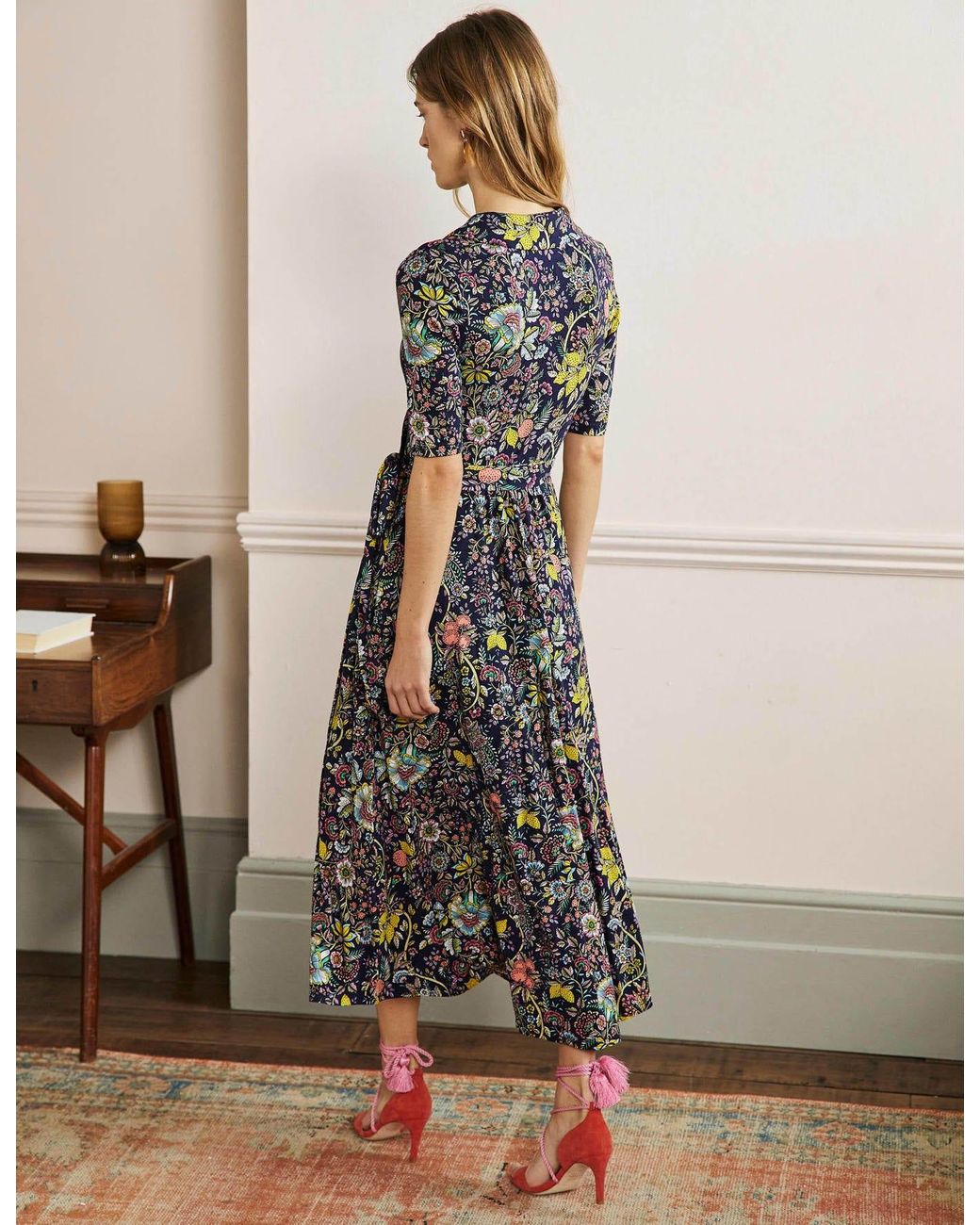 Boden Lavinia Jersey Wrap Dress , Tropic Meadow in Blue | Lyst UK