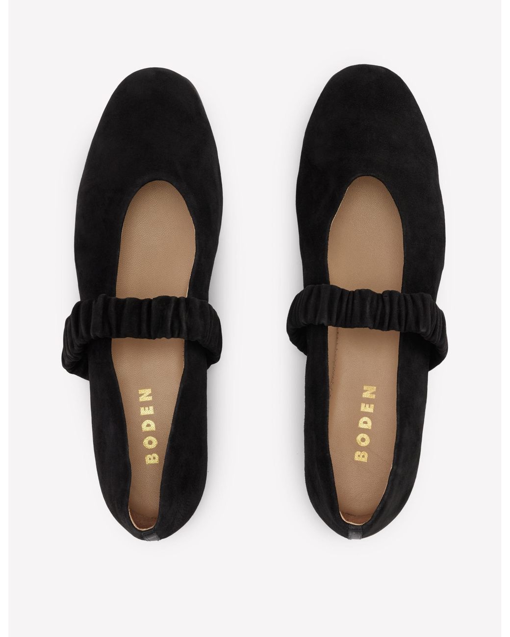Boden Black Camilla Ruched Ballet Flats